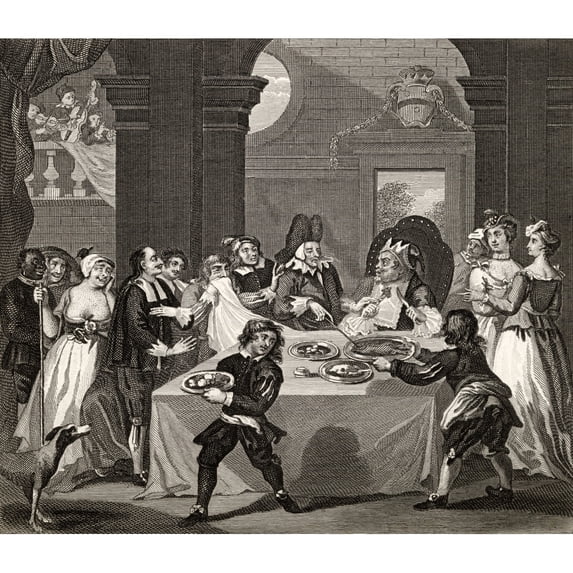 Posterazzi DPI1862194 Sancho At the Feast Starved by His Physician From the Works of Hogarth Published London 1833 Poster Print, 15 x 13