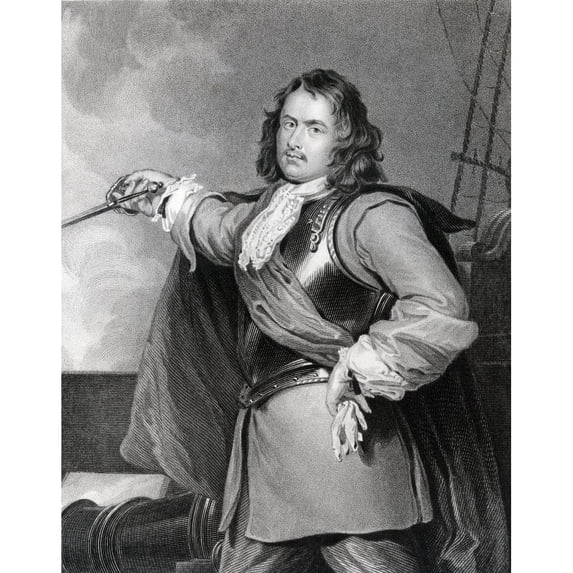 Posterazzi DPI1862310 Robert Blake 1599 to 1657 English Admiral Engraved by Cochran After Briggs From the Book the National Portrait Gallery V Poster Print, 12 x 16