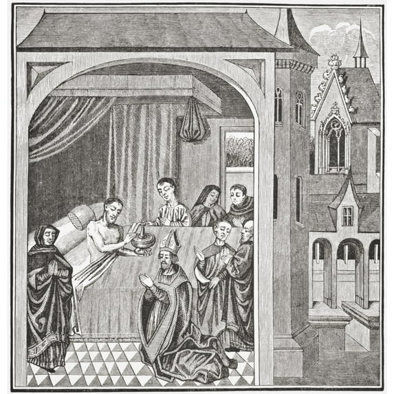 Posterazzi DPI1862877LARGE Death of Joseph of Arimathea After A Miniature From the 15th Century Manuscript History of Saint Grail From Science An 2 Poster Print, 24 x 24
