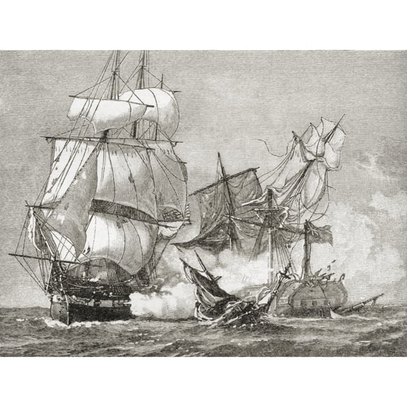 Posterazzi DPI1862957LARGE Capture of the Guerriere by the Constitution August 19 1812. From the Book A Poster Print, 32 x 24