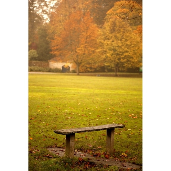 Posterazzi DPI1868786LARGE Northumberland England - A Bench In A Park In Autumn Poster Print, 24 x 38