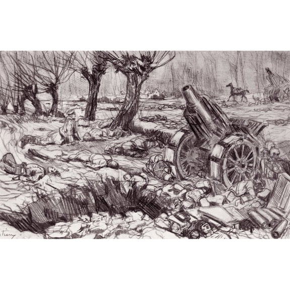 Posterazzi DPI1872245LARGE Evening In The Valley of The Shadow of Death A Desolate Scene of German Defeat After A Battle In The Yser ValleyPoster Print, 36 x 22 - Large