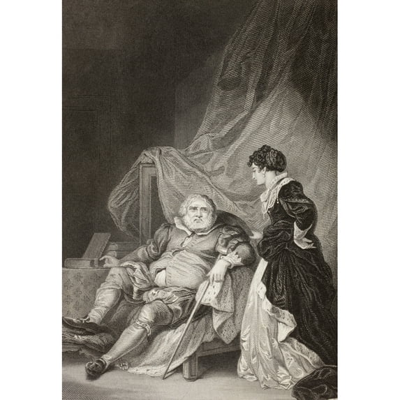 Posterazzi DPI1872431 King Henry VIII with His Sixth Wife, Catherine Parr From A Nineteenth Century Print Poster Print, 12 x 17