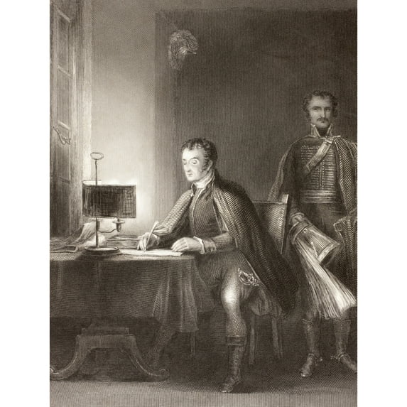Posterazzi DPI1872539 The Duke of Wellington Writing His Despatches. After A Sketch By Sir David Wilkie. Engraved By W. Greatbach Poster Print, 12 x 16