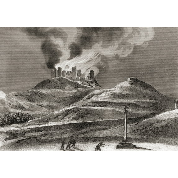 Posterazzi DPI1872698LARGE Fire At The Monastery of Montearagon, Quicena, Huesca, Spain In 1835 From The Book Los Frailes Y Sus Conventos Published 1854 Poster Print, 34 x 24 - Large