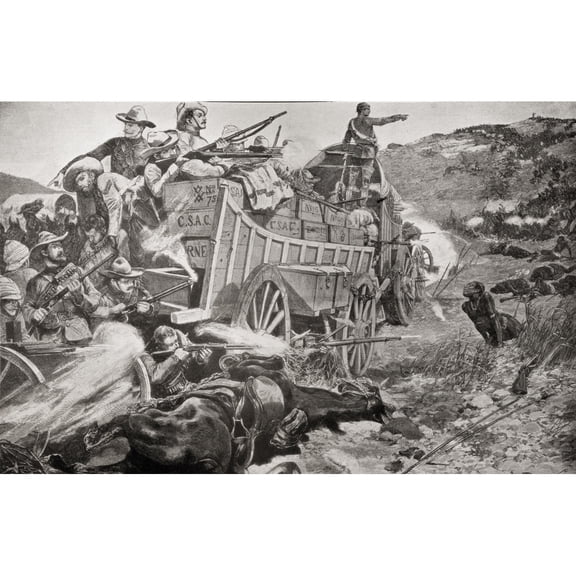 Posterazzi DPI1872830 Defending A Laager During The Matabele Wars From The Book South Africa & The Transvaal War, Volume 1 by Louis Creswicke Published 1900 Poster Print, 18 x 11