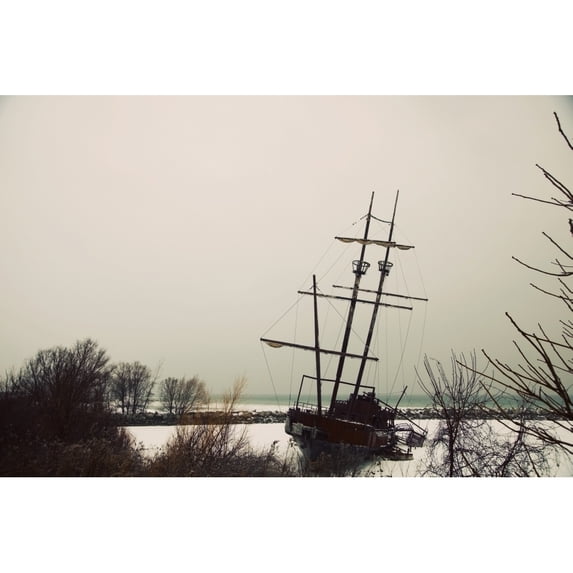 Posterazzi DPI1874992 Jordan, Ontario, Canada - A Tall Ship Frozen In The Harbour Poster Print, 19 x 12