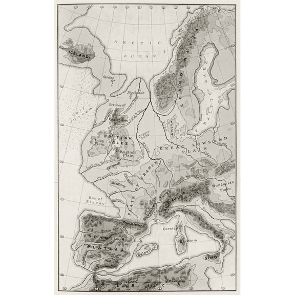 Posterazzi DPI1877595LARGE Map of Western Europe During The Third Inter-Glacial Epoch From Ancient Man In Britain By Donald A. Mackenzie Published London 1923 Poster Print, 22 x 36 - Large