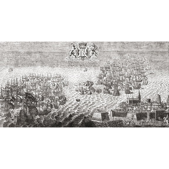 Posterazzi DPI1877730 The Spanish Armada Flying to Calais, 1588 From The Book Short History of The English People by J.R. Green Published London 1893 Poster Print, 20 x 10