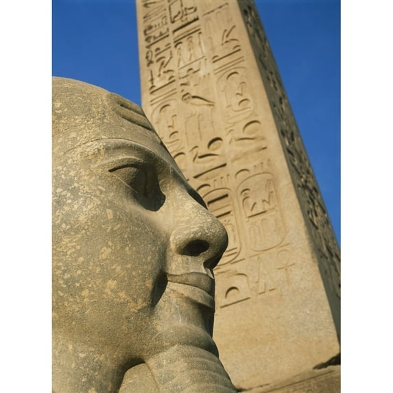 Posterazzi DPI1880811 Detail of Head of Pharaoh In Front of Obelisk Poster Print, 13 x 18