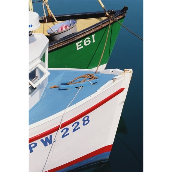 Posterazzi DPI1884208LARGE Two Painted Fishing Boats In Harbour, Close Up Poster Print, 24 x 38 - Large