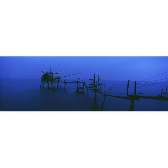 Posterazzi DPI1886786LARGE Old Fishing Platform Over Water At Dusk Poster Print, 36 x 12 - Large