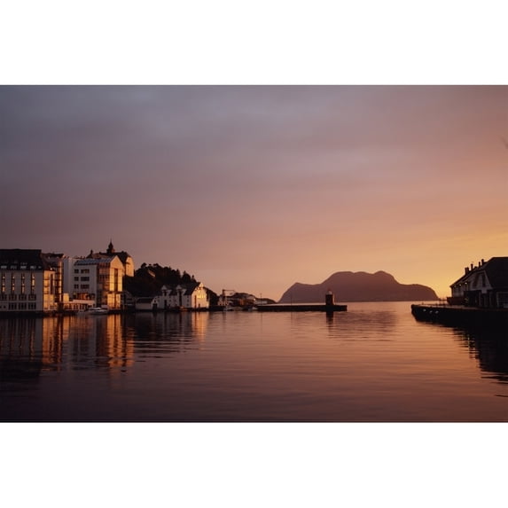 Posterazzi DPI1890587LARGE Skyline of Town At Dusk Poster Print, 38 x 24 - Large