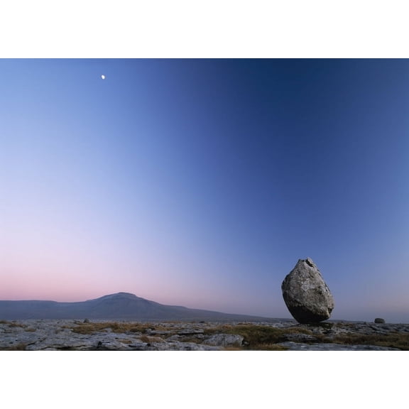 Posterazzi DPI1891684LARGE Boulder On Limestone Pavement At Dusk Poster Print, 36 x 26 - Large