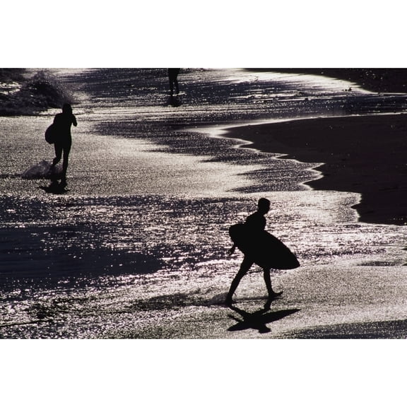 Posterazzi DPI1891722 Silhouettes of Surfers On Beach Poster Print, 19 x 12