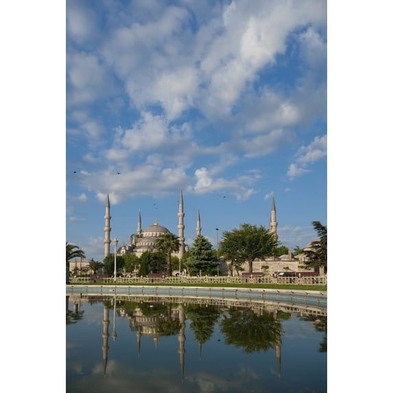 Posterazzi DPI1892996LARGE Turkey, Looking across pond to Sultanahmet or Blue Mosque - Istanbul Poster Print, 24 x 38 - Large