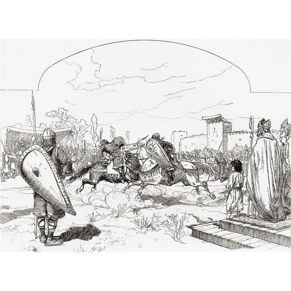 Posterazzi DPI1903594LARGE Knights In Medieval Jousting Tournament From La Leyenda Del Cid Published C.1880 Poster Print, 34 x 24 - Large