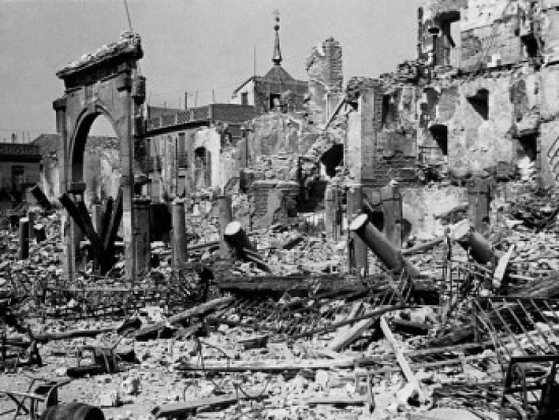 Posterazzi Damaged buildings during a war Spanish Civil War Toledo Spain 1939 Canvas Art - (24 x 36)