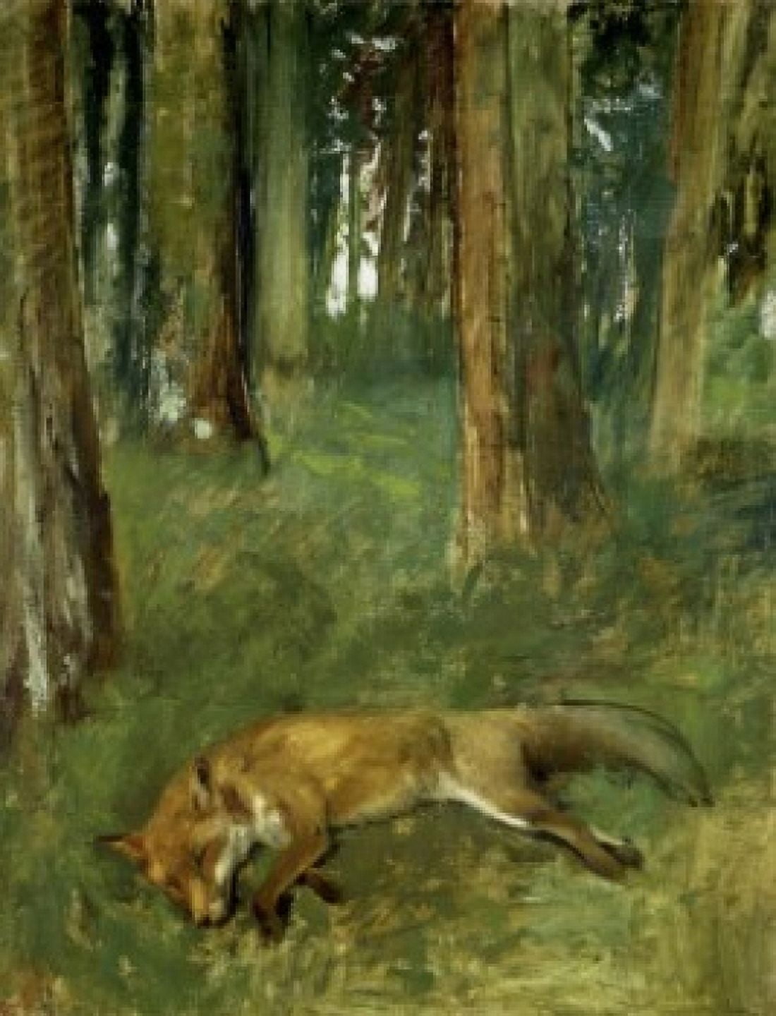 Posterazzi Dead Fox Under the Trees 1865 Edgar Degas (1834-1917French) Musee des Beaux-Arts Rouen Canvas Art - Edgar Degas (24 x 36)
