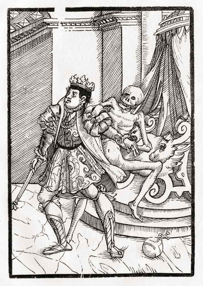 Posterazzi Death Comes For The King From Der Todten Tanz Or The Dance Of Death Published Basel 1843 Canvas Art - Ken Welsh Design Pics (24 x 34)