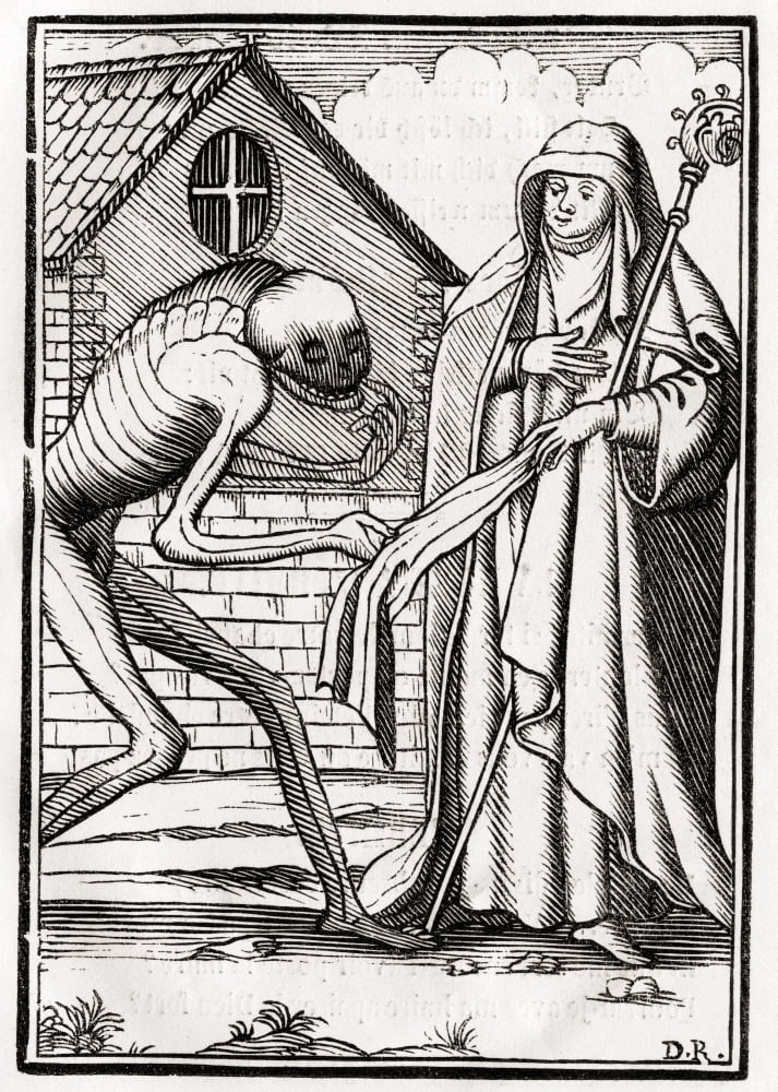 Posterazzi Death Comes To The Abbess From Der Todten Tanz Or The Dance Of Death Published Basel 1843 Canvas Art - Ken Welsh Design Pics (24 x 34)