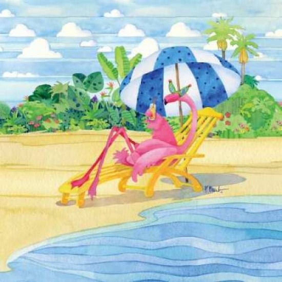 Posterazzi Deck Chair Flamingo Canvas Art - Paul Brent (24 x 24)