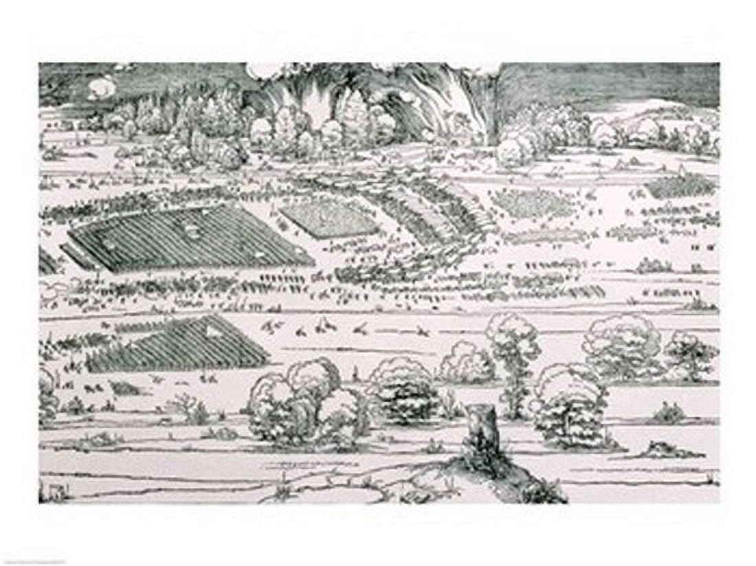 Posterazzi Demonstration of defensive measures to protect a city against a besieging army Detail Canvas Art - Albrecht Durer (36 x 24)