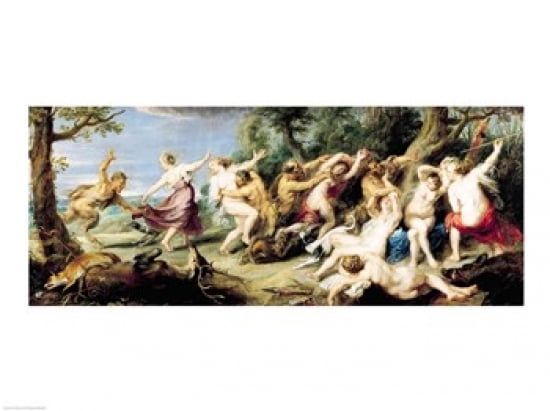 Posterazzi Diana and her Nymphs Surprised by Fauns 1638-40 Canvas Art - Peter Paul Rubens (36 x 24)