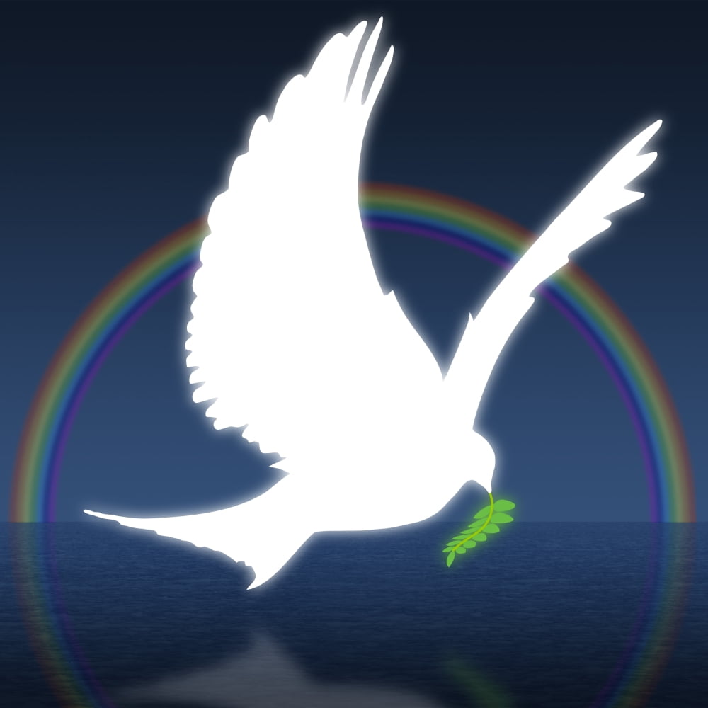 Posterazzi Dove Holding An Olive Branch With Rainbow In Background Canvas Art - Colette Scharf Design Pics (24 x 24)