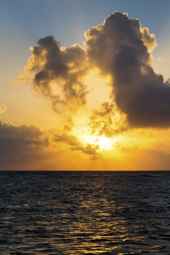Posterazzi Dramatic colourful sky at sunrise reflecting off ocean with backlit clouds and blue sky Akumal Quintana Roo Mexico Canvas Art - Michael Interisano Design Pics (24 x 38)