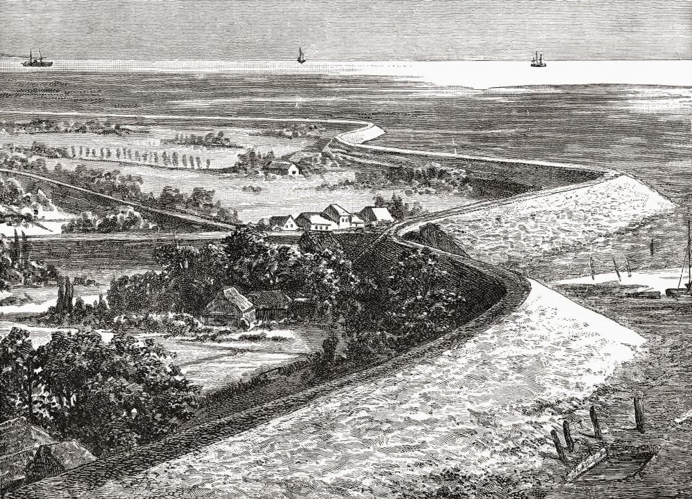 Posterazzi Dykes In North Holland The Netherlands In The 19Th Century From Pictures From Holland By Richard Lovett Published 1887 Canvas Art - Ken Welsh  Design Pics (36 x 26)