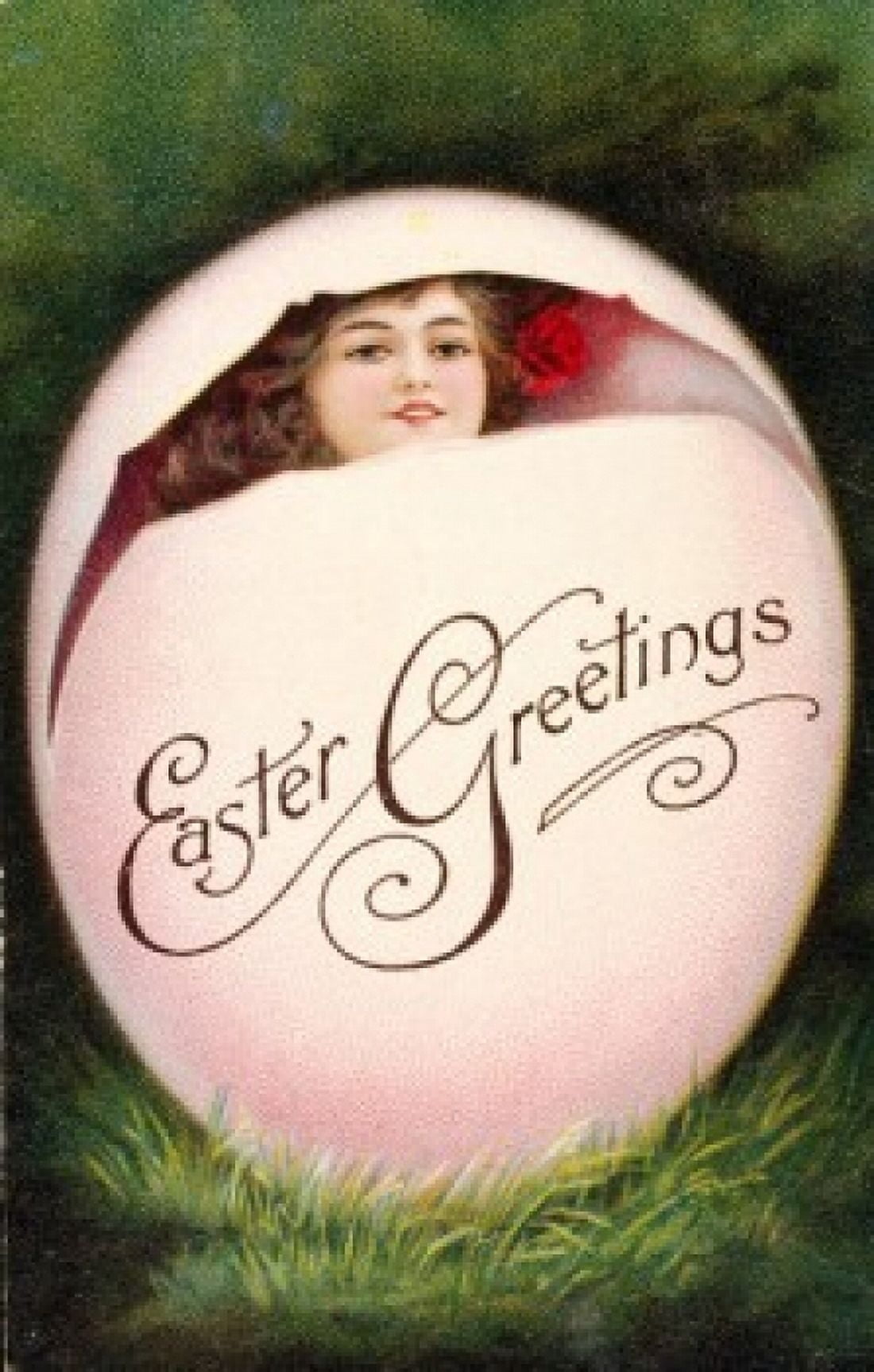 Posterazzi Easter Greetings Nostalgia Cards 1900 Canvas Art - (24 x 36)