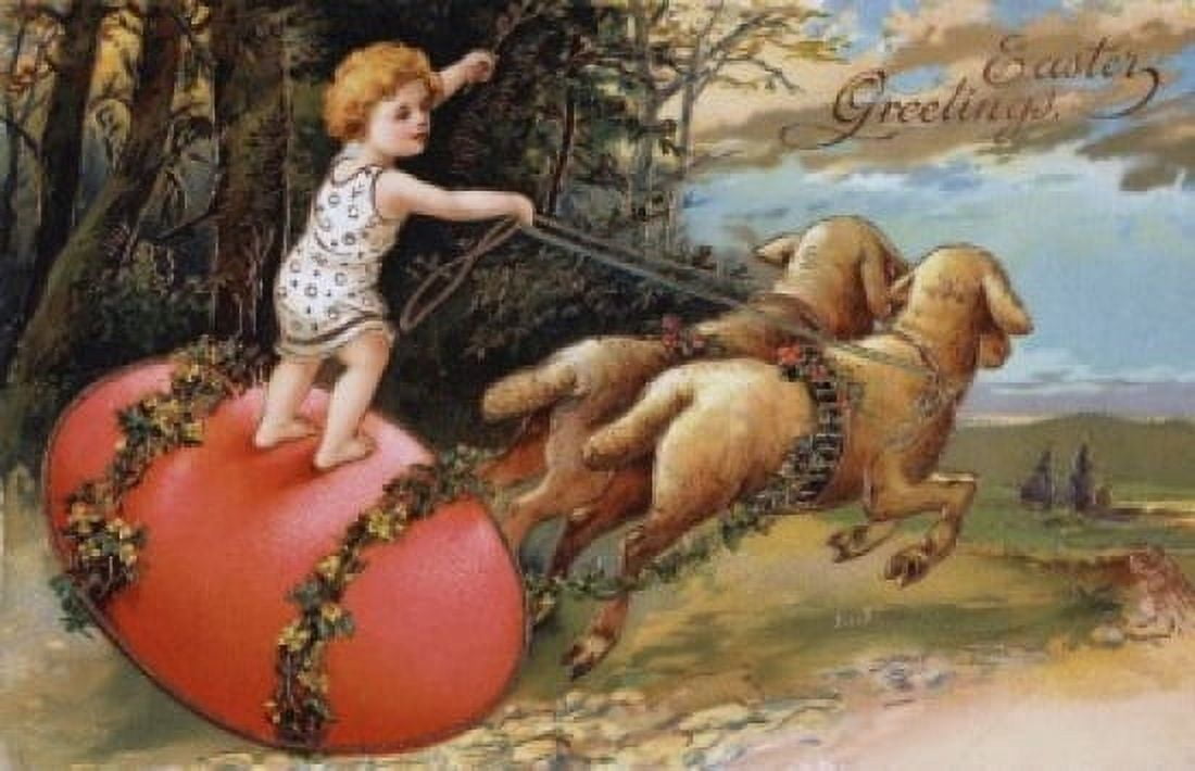 Posterazzi Easter Nostalgia Cards Canvas Art -  (24 x 36)