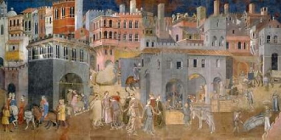 Posterazzi Effetti del Buon Governo in citta Canvas Art - Ambrogio Lorenzetti (10 x 20)