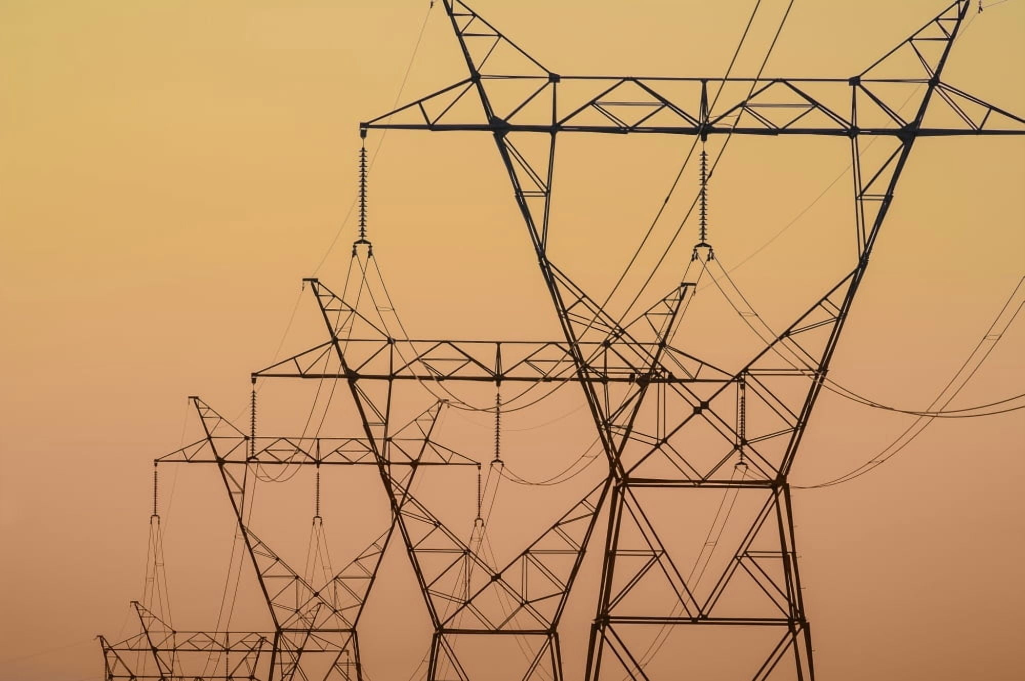 Posterazzi Electrical transmission towers at sunsetOhio united states of america Canvas Art - Tom Patrick Design Pics (38 x 24)