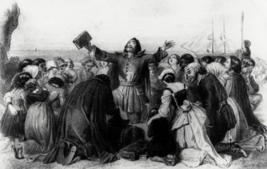 Posterazzi Embarkation of the Pilgrim Fathers Edward Henry Corbould (1815-1905) Canvas Art - Edward Henry Corbould (24 x 36)