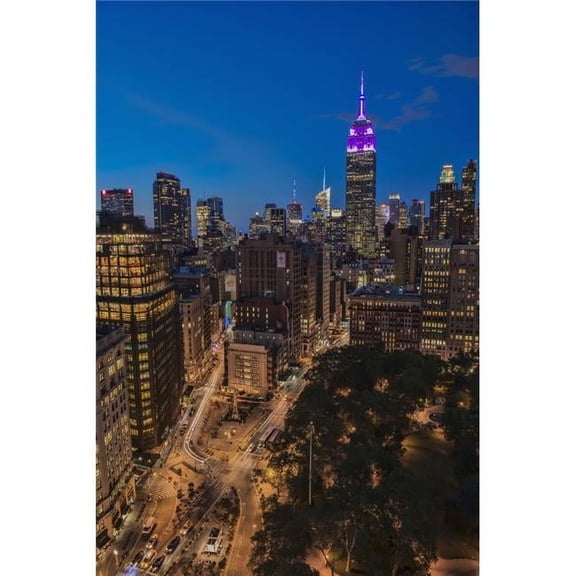 Posterazzi Empire State Building at Twilight Colors Honouring The Military Order of The Poster Print - 24 x 38 in. - Large