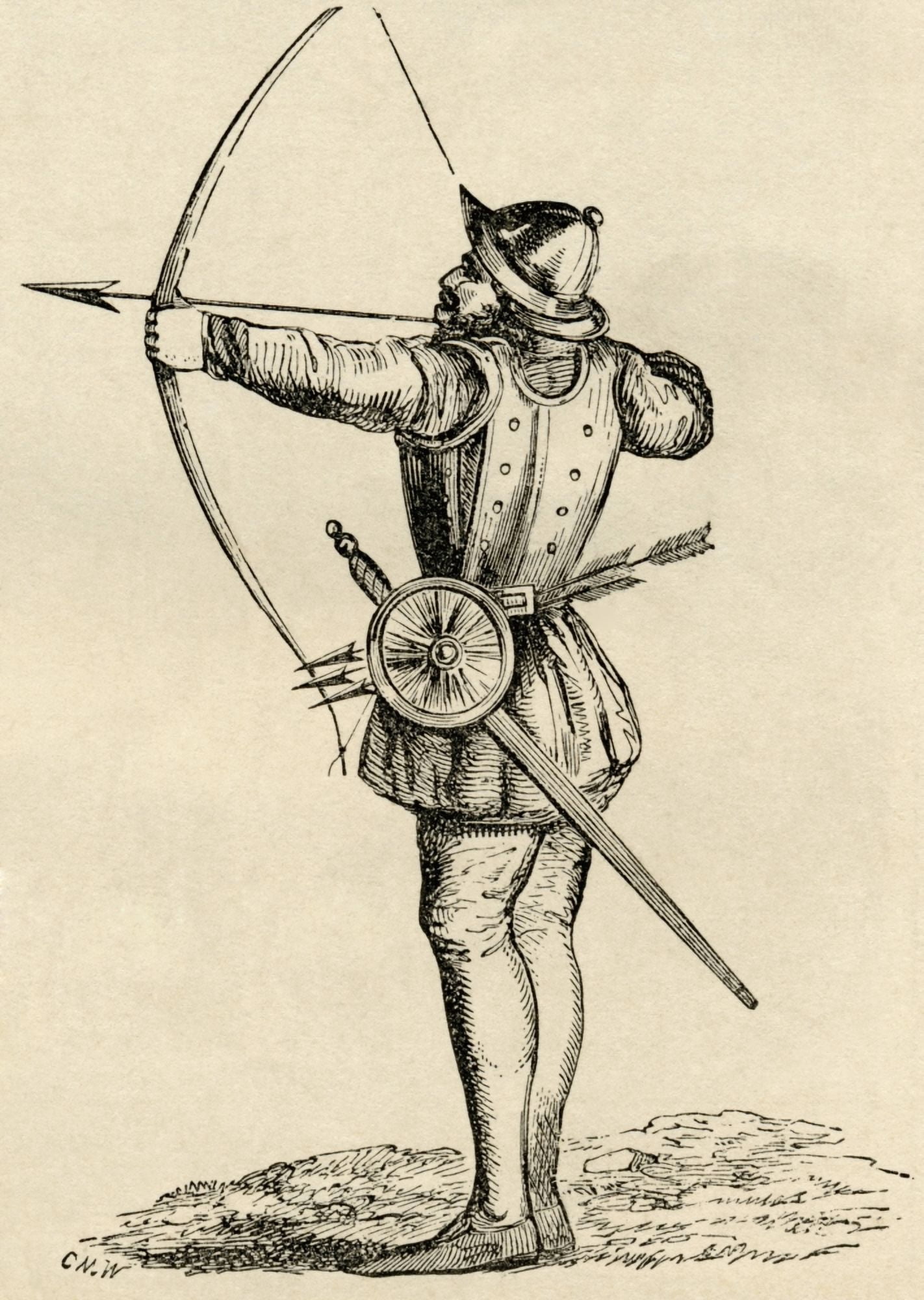 Posterazzi English Archer Shooting Longbow From The Worlds Inhabitants By GT Bettany Published 1888 Canvas Art - Ken Welsh  Design Pics (24 x 34)