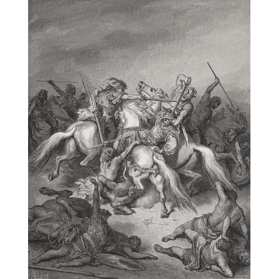 Posterazzi Engraving From The The Dore Bible Illustrating 2 Samuel XXI 16 & 17 Abishai Saves The Life of David by Gustave Dore 1832-1883 French Artist & Illustrator Poster Print, 13 x 17