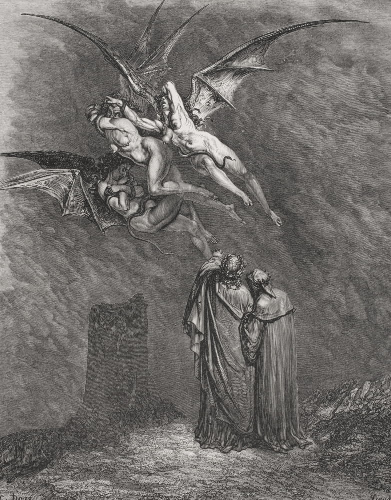 Posterazzi Engraving By Gustave Dore 1832-1883 French Artist And Illustrator For Inferno By Dante Alighieri Canto Ix Line 46 Canvas Art - Ken Welsh  Design Pics (26 x 32)