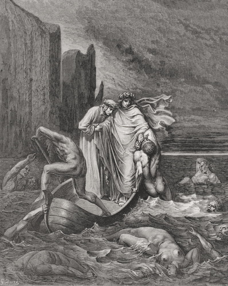 Posterazzi Engraving By Gustave Dore 1832-1883 French Artist And Illustrator For Inferno By Dante Alighieri Canto Viii Lines 39 Tp 41 Canvas Art - Ken Welsh Design Pics (26 x 32)