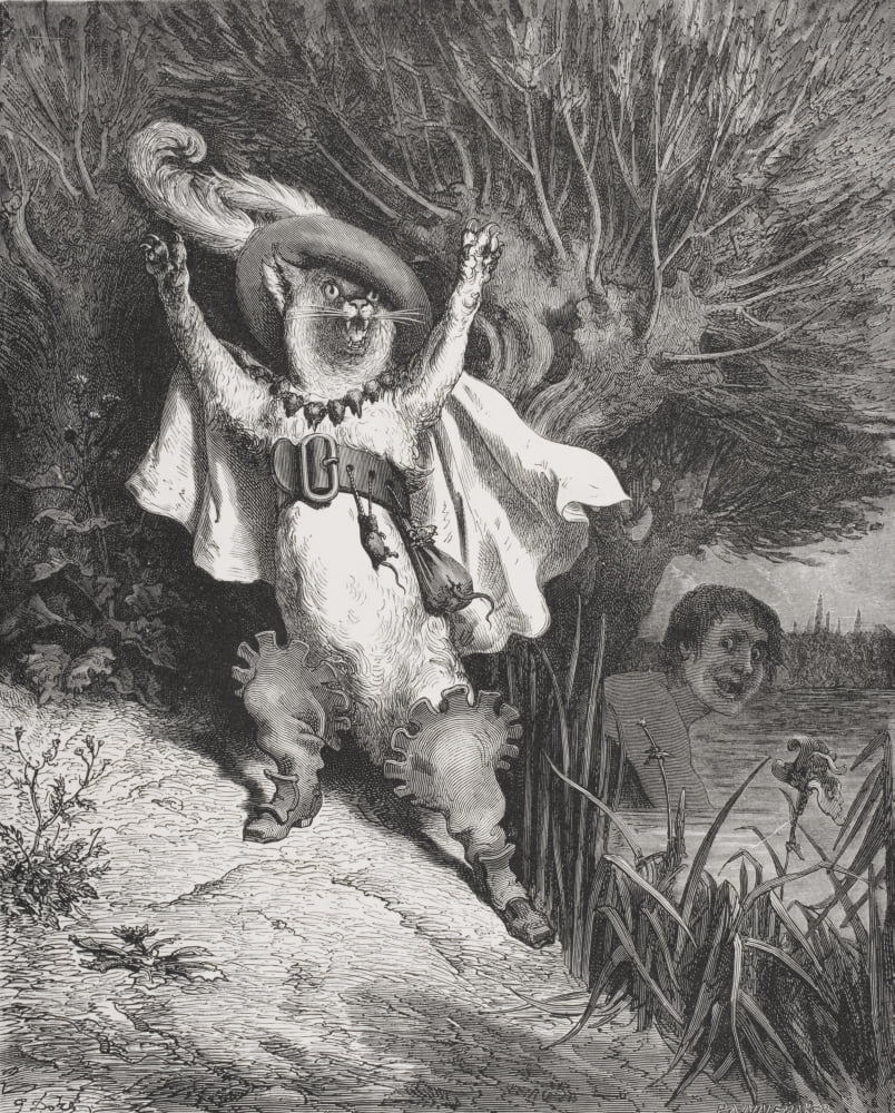 Posterazzi Engraving By Gustave Dore 1832-1883 French Artist And Illustrator Of Puss In Boots From Fairy Realm By Tom Hood Canvas Art - Ken Welsh Design Pics (26 x 32)