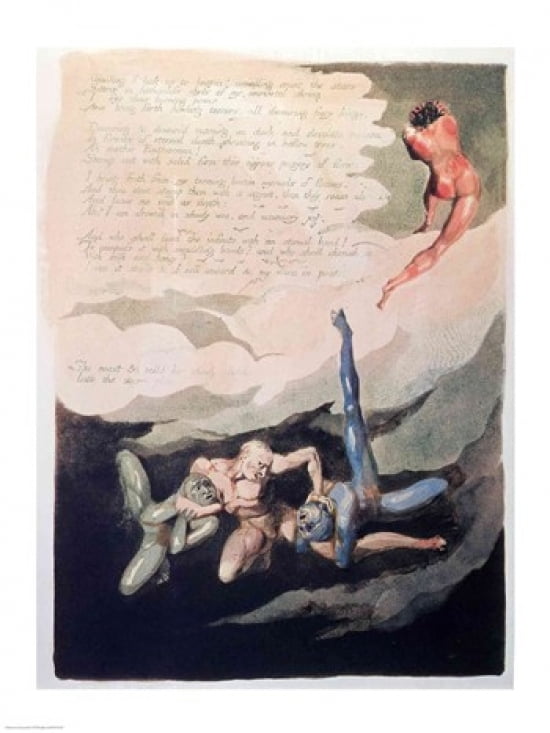 Posterazzi Europe a Prophecy Unwilling I look up 1794 Canvas Art - William Blake (24 x 36)