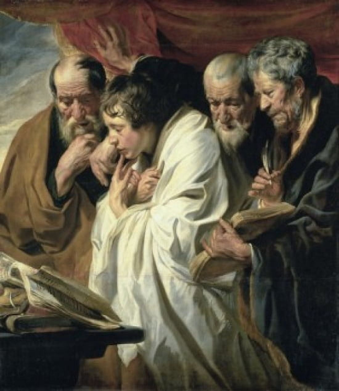 Posterazzi FOUR EVANGELISTS THE OIL ON CANVAS Jordaens Jacob 1593 d1678 Flemish Musee du Louvre Paris Canvas Art - Jacob Jordaens (24 x 36)