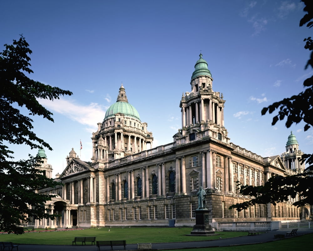 Posterazzi Facade Of A Government Building Belfast Northern Ireland Canvas Art - The Irish Image Collection Design Pics (32 x 24)
