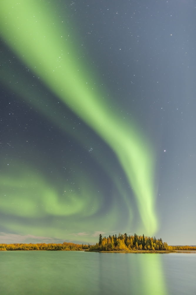 Posterazzi Fall Foliage Reflected In The Water At The Chena Lakes Recreation Area Northern Lights In The Sky Fairbanks Alaska Usa Canvas Art - Kevin Smith Design Pics (24 x 38)