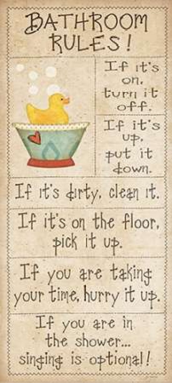 Posterazzi Family Bathroom Rules Canvas Art - Jo Moulton (10 x 20)