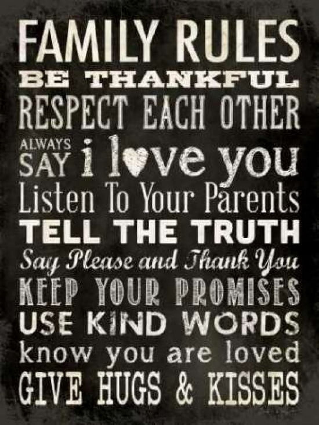 Posterazzi Family Rules - Black Canvas Art - Stephanie Marrott (18 x 24)