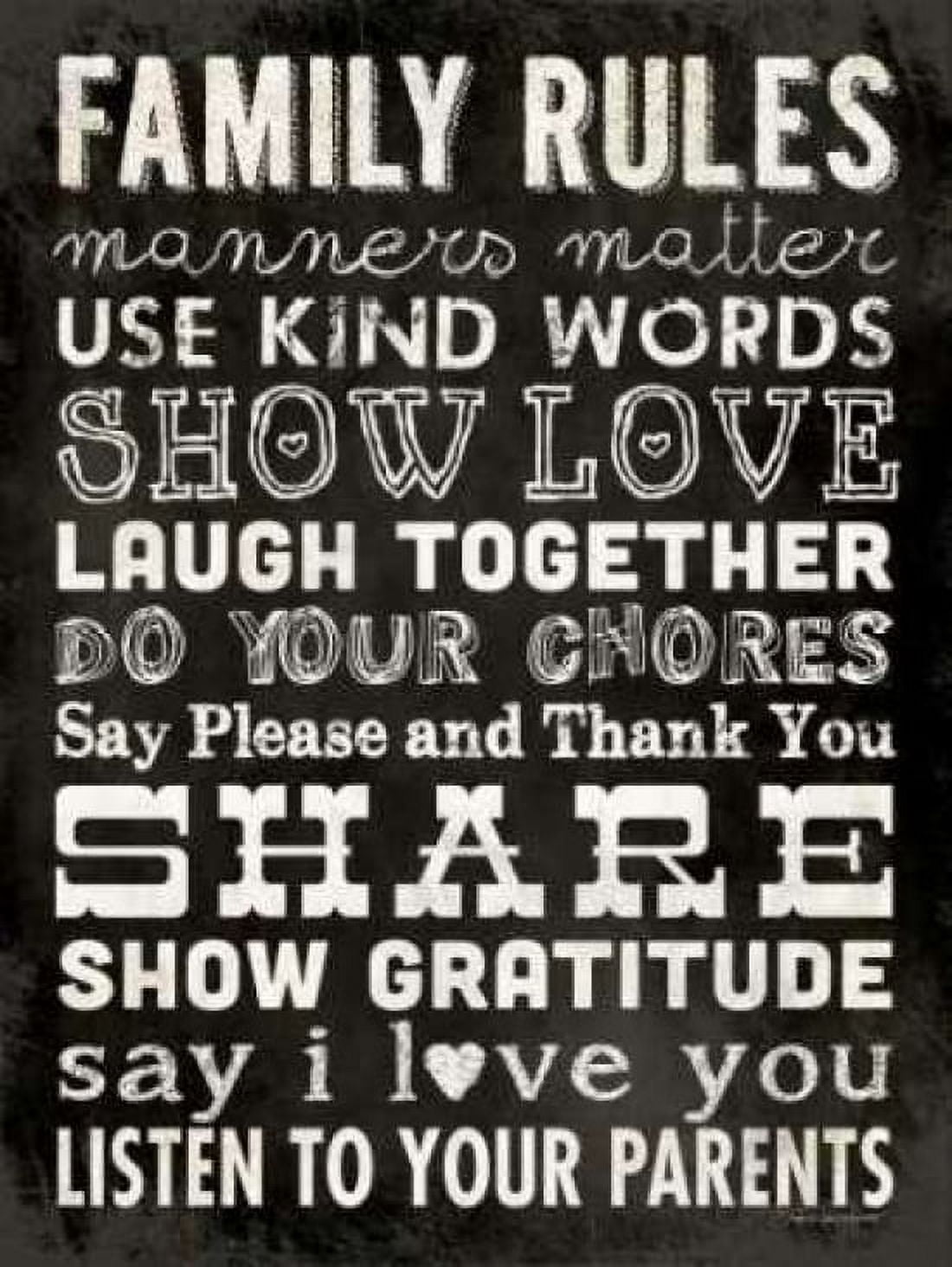 Posterazzi Family Rules - Black II Canvas Art - Stephanie Marrott (18 x 24)