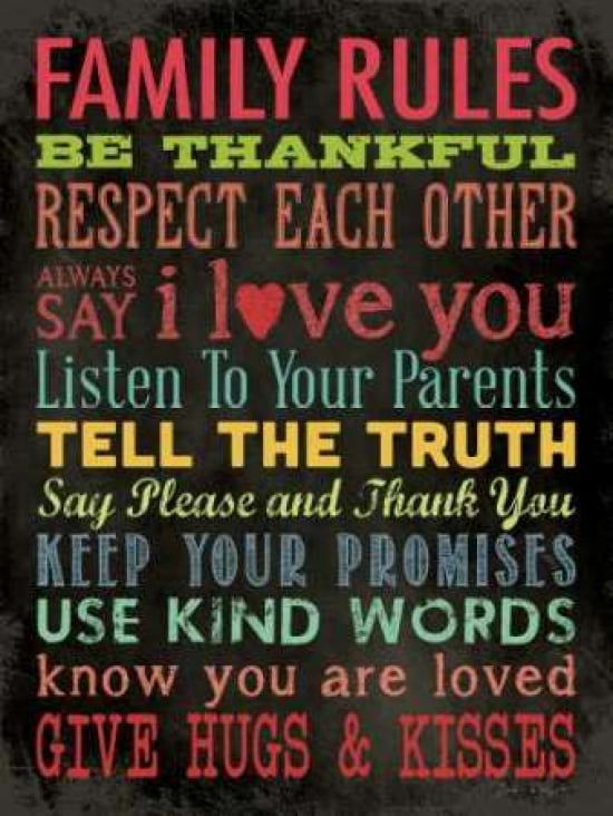 Posterazzi Family Rules - Color Canvas Art - Stephanie Marrott (18 x 24)
